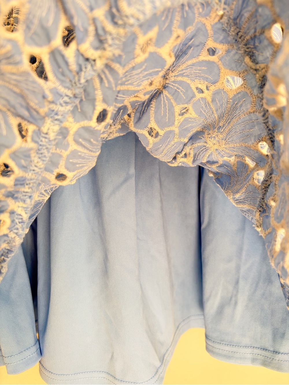 Girls Size 7 Blue Floral Eyelet Smocked Ruffle Dress NWT - Picture 5 of 7